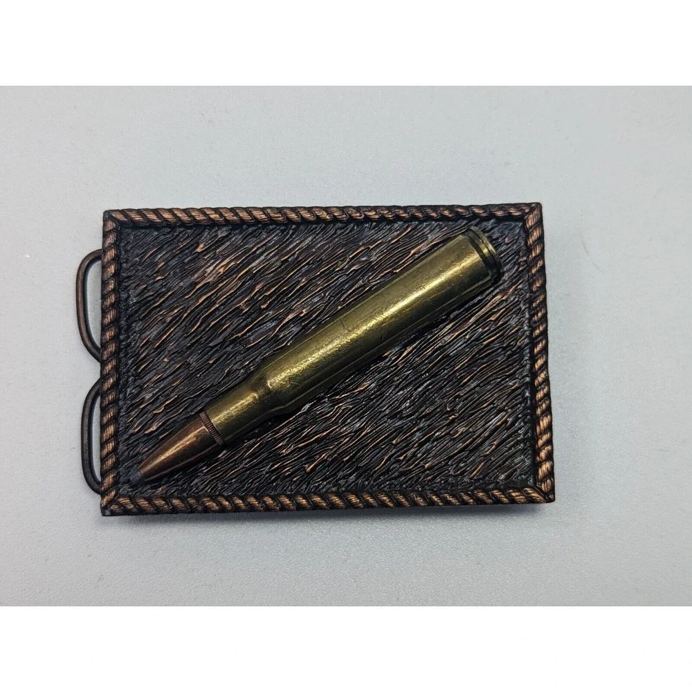Vintage 1980 Bergamot Brass Works Bullet Belt Buckle Win-Ryan Marketing Bronze
